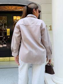 Maria Perezxox Abrigo con bolsillo con solapa y hombros caídos para otoño/invierno - Camel - Ver 2