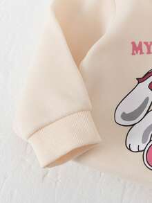 Sweetra 0-3 岁女婴幼儿休闲甜美蝴蝶和兔子印花长袖羊毛衫 + 裤子 2 件套服装套装，春夏 - 粉色 - 查看 3