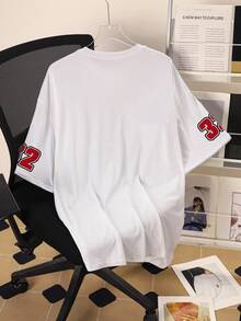 Manfinity Dauomo 男士街头酷炫赛车手T恤，洛杉矶英文图案短袖休闲Y2K T恤 - 彩色 - 查看 2