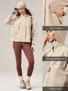 OutZeal Women Outdoor Jacket Christmas OutfitHiking Camping Water-Resistant Windproof Hooded With Pockets - Khaki - View 5