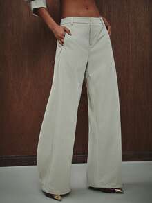 Hauture Women's Tailored Pin Stripe Barrel Leg Trouser - Brown - View 4