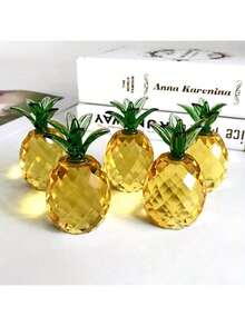 Joivida 1pc /2pcs/6pcs Yollow Crystal Pineapple Ornament Artificial Fruit Figurine Glass Fruit Statue Tabletop Centerpiece For Home Decor - Yellow - View 9