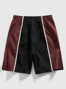 ROMWE MEN Street Life Spring/Summer Casual Graphic Men'S Summer Casual Patchwork Contrast Color Shorts - Black - View 2