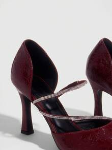 CUCCOO SZL Casual & Commute Minimalist Pointed Toe Women Pumps For Christmas - Burgundy - View 6