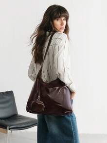 SHECARRY Women's Shoulder Bag Burgundy Large Capacity Casual For Daily