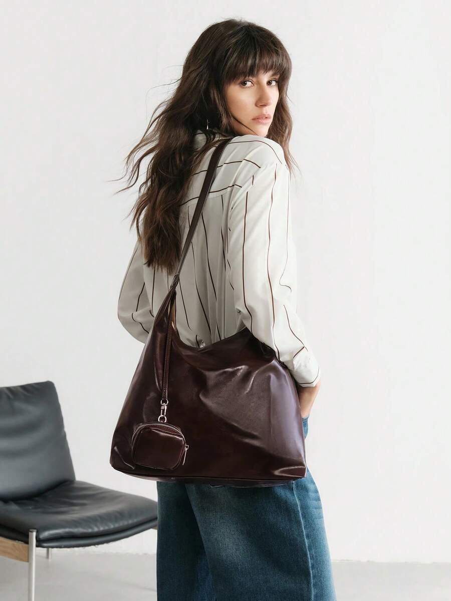 SHECARRY Women's Shoulder Bag Burgundy Large Capacity Casual For Daily