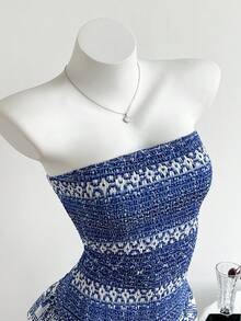 Elamini Petite 女士度假花卉印花荷叶边下摆露肩连衣裙