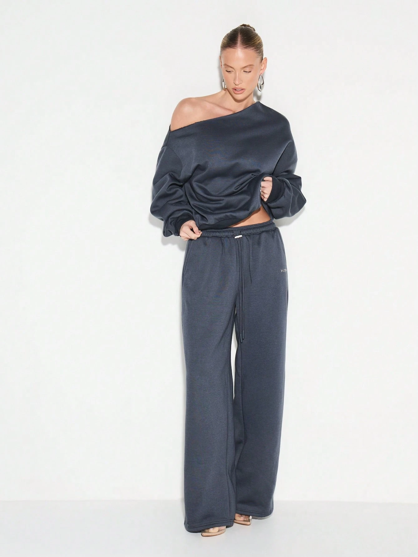 KIZN High Rise Wide Leg Drawstring Joggers