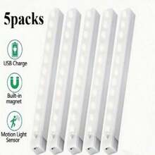 5PCS Under Cabinet Light, Wireless Motion Sensor LED Light Bar, Rechargeable Magnetic Night Light For Corridor Kitchen Cabinet Stairs Hallway Wardrobe Home Room Decor - White - View 12