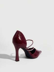 CUCCOO SZL Casual & Commute Minimalist Pointed Toe Women Pumps For Christmas - Burgundy - View 8