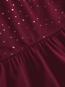 Sparklyn Mädchen elegantes Prinzessinnen-Stil schwarzes Mesh-Kleid - Bordeaux - Übersicht 7