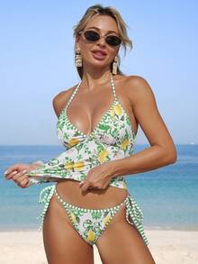 Swim Lushoire Women's Lemon Print Tankini Swimsuit Set, Vacation & Beach - Multicolor - View 4