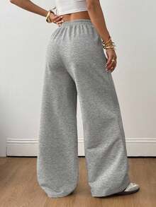 SHEIN 少女休闲舒适中腰加厚纯色裤