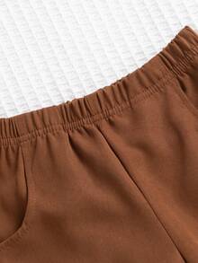 SHEIN Playful Pals Baby Boys Casual Elegant Plaid Shacket Paired With Pants, Spring/Autumn - Brown - View 7