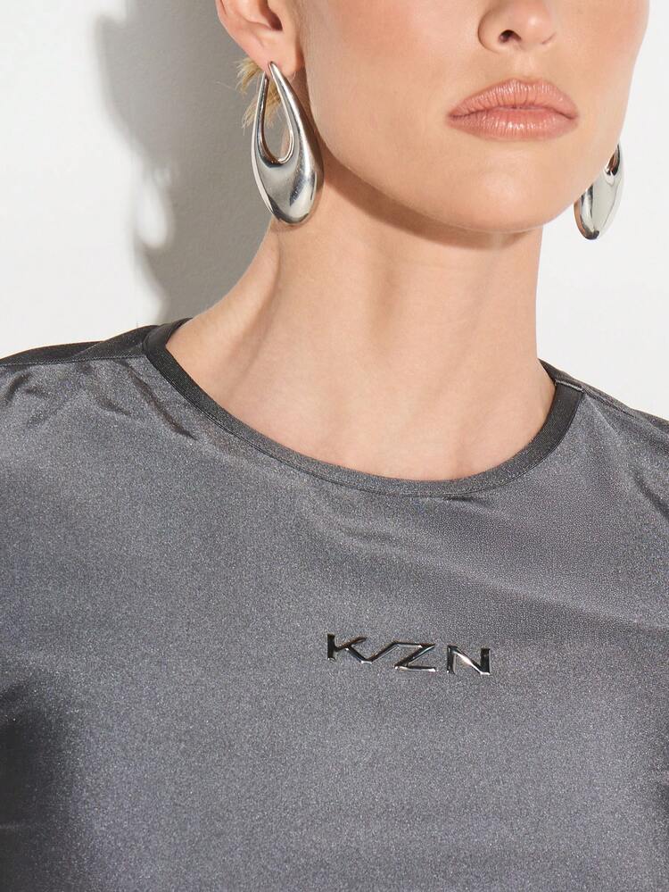 KIZN High Shine Long Sleeve Top With Thumb Holes