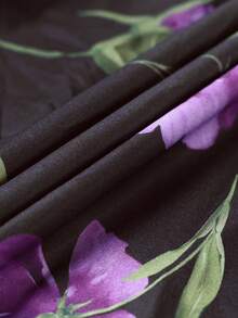 EMERY ROSE Vestido de fiesta elegante con estampado floral y mangas acampanadas para tallas grandes