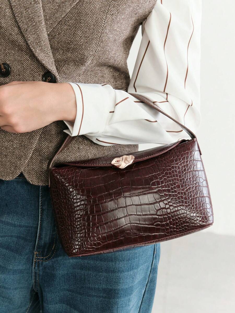 SHECARRY Bolsos de mujer de asa superior de unicolor minimalista casual