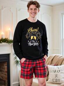 Velminro Men's Comfortable 2026 New Year Loungewear Top Mens Christmas Sweater Mens Cotton Outfits