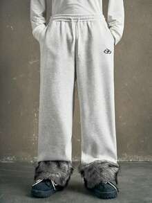AXEPEAK Pantalones deportivos casuales con cordón en la cintura y bolsillos con estampado de pentagrama para hombres - Gris - Ver 4