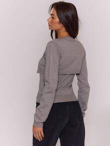 MUSERA Bộ 2 món gồm áo khoác cardigan dệt kim họa tiết hình thoi cài cúc dáng ngắn và áo hai dây dệt kim, thích hợp cho mùa đông, ấm áp, dễ thương, nữ tính và cá tính, mặc hàng ngày. - Xám - Xem 4