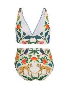 Swim Oasis Plus Size Women 3 PiecesTropical Print Tankini Swimwear Set With Long Pants - Multicolor - View 5