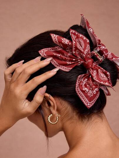 JIAN LASALA 1pc Cashew Flower Bow Hair Clip, Bohemian Style, Suitable For Vacations And Various Festivals To Take Pictures Hair Claws Claw Clips Hair Clips Hair Jaw Clip Hair Clamps Hair Clutch Hair Catcher Clip Fall Winter Hair Accessories For Women