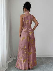 Elenzga Mono de pierna ancha elegante y romántico con cuello de volantes sin mangas para mujer, ideal para Halloween - Rosa - Ver 2