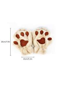 Joivida 猫爪露指手套，保暖内衬，防滑设计，适合书写打字，秋冬季圣诞节礼物，节日礼物之选，北欧风必备单品 - 彩色 - 查看 3