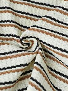 SHEIN Toddler Boys' Round Neck Long Sleeve Bear Graphic Striped Knit Casual Outfit, Spring/Autumn - Multicolor - View 7