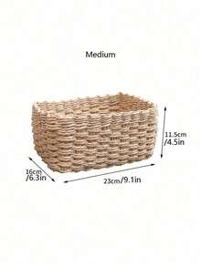 1/3PCS Handmade Woven Storage Basket Seagrass Wood Rattan Geometric Boho Decor For Home Organization Bathroom Bedroom Living Room Desktop Makeup Coastal Vibes Gift For Women Christmas Birthday Present