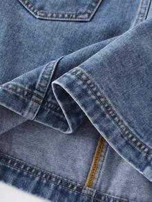 GlowEve Women's Elegant Heart Embroidery A-Line Skirt - Blue - View 3