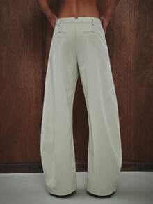 Hauture Women's Tailored Pin Stripe Barrel Leg Trouser - Brown - View 3