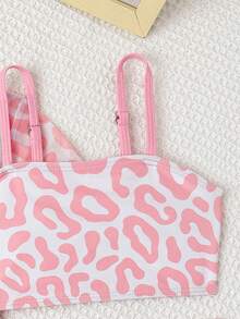 Young Girls Swimsuit Set, Cute Pink Leopard Print 3 PiecesSwimsuit, Fashionable Casual Elegant Suitable For Swimming, Vacation, Summer Three Piece Swimsuit Set Girls Summer Mesh Two Piece Bikini With Cover Up 3pcs Set Bikini With Sarong Skirt Pink Leopard Print Swimsuit Girls Matching Sets Vacation Girls Summer Swimwear Bikini Set With Sarong Skirt Summer Vacation Thermal Christmas Holiday Festival New Years Valentines Swim 
رمضان
عباياتabaya جلابياتjalabiya جلابيه Girls Summer Swimsuit Three-Pi Tied Waist Slim Fit Swimwear