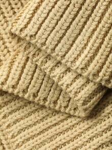 DAZY 女士休闲纯色翻领开衫针织两件套，包含开衫和长裤，秋冬款 - 卡其色 - 查看 12