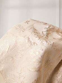Tween Girls Elegant Jacquard Satin Asymmetric Ruffle Hem A-Line Mini Dress - Apricot - View 8