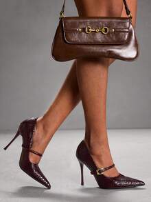 CUCCOO SZL Casual Minimalist Solid Color Pointed Toe Thin Heel Women Pumps For Christmas Spring Shoes - Burgundy - View 9