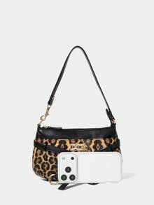 SHECARRY Ladies' Fashionable Leopard Print PU Leather Shoulder Bag, Versatile For Daily Use - leopard print - View 3