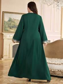 Al Najma Áo dài truyền thống Thổ Nhĩ Kỳ và Ả Rập cỡ lớn dành cho nữ - Màu xanh lá cây đậm - Xem 2