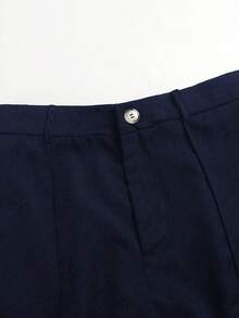 SHEIN Tall CURVE Quần ống đứng lưng thun co giãn chất liệu viscose cao cấp, màu trơn, thường ngày, cỡ lớn dành cho nữ, phù hợp mặc đi làm và mặc hàng ngày, mùa thu/đông - Màu xanh hải quân - Xem 6