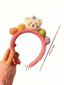 Diadema con orejas de oso adorable para mujeres, diadema antideslizante para mascarilla facial con orejeras de felpa, accesorio de moda para el cabello para las temporadas de otoño e invierno - Multicolor - Ver 5