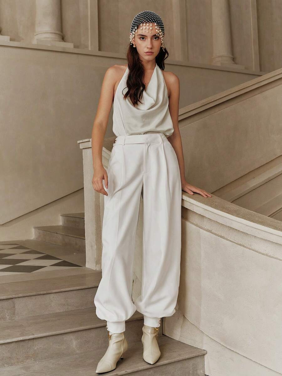 Savoree 女士时尚灯笼裤，秋季款 - 白色 - 查看 1