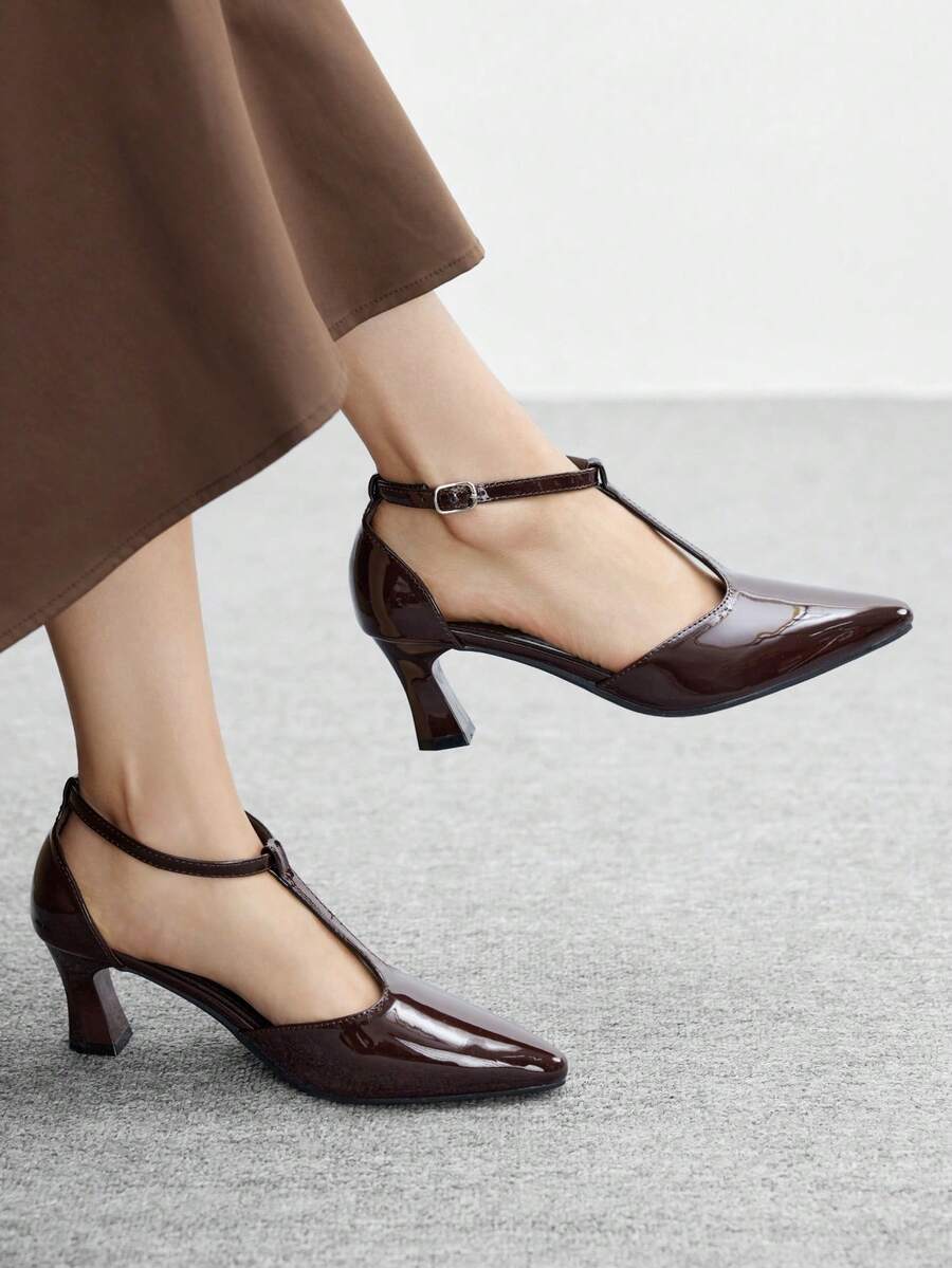 CUCCOO BIZCHIC Women's Elegant Pointed Toe Heeled Sandals For Commuting For Christmas - Brown - View 1