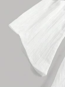 SHEIN 少女修身纯色露肩腰部褶皱连衣裙 - 白色 - 查看 5