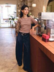 Nöista 露肩罗纹针织上衣，修身显瘦。柔软弹力面料，是优雅春假、节日派对或生日聚会的理想之选。 - 藕粉色 - 查看 6