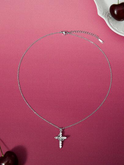 Glisma 1 件 45 厘米 + 5 厘米不锈钢链，带皇冠和十字架吊坠项链，适合日常佩戴，情人节礼物
