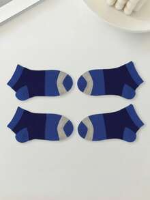 Calcetas infantiles estilo casual colores combinados diseño moderno algodón transpirable ajuste holgado corte bajo uso diario deportivo y escolar calcetas tipo tobilleras - Multicolor - Ver 2