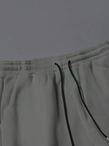 Manfinity Homme Conjunto de Moletom com Capuz de Manga Longa e Calça de Moletom com Bolso em Cores Contrastantes para Homens - Multicolorido - Visão 4