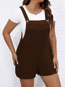 Calvaya Bộ đồ liền thân màu trơn đơn giản, thoải mái mặc hàng ngày, đi làm, cỡ lớn cho nữ - màu nâu - Xem 4