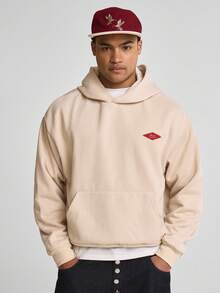 Musero Oversized Boxy Long Sleeve Drop Shoulder Hooded Sweater Jumper Graphic Print Hoodie SPRING SUMMER Essentials - Apricot - View 4