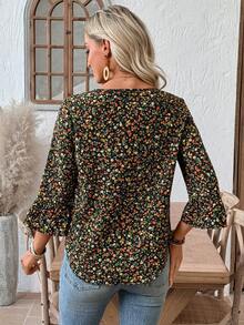 EMERY ROSE 女士休闲碎花衬衫 - 藍色 - 查看 4